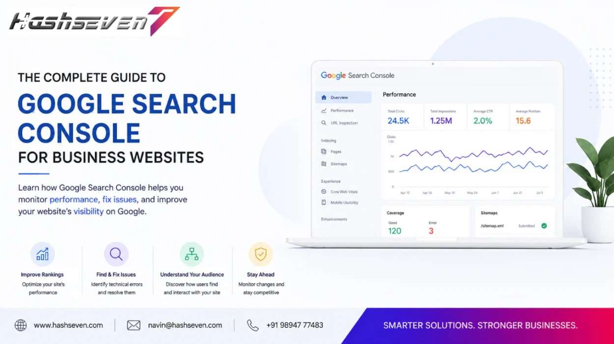 Google search console guide showing business website seo performance