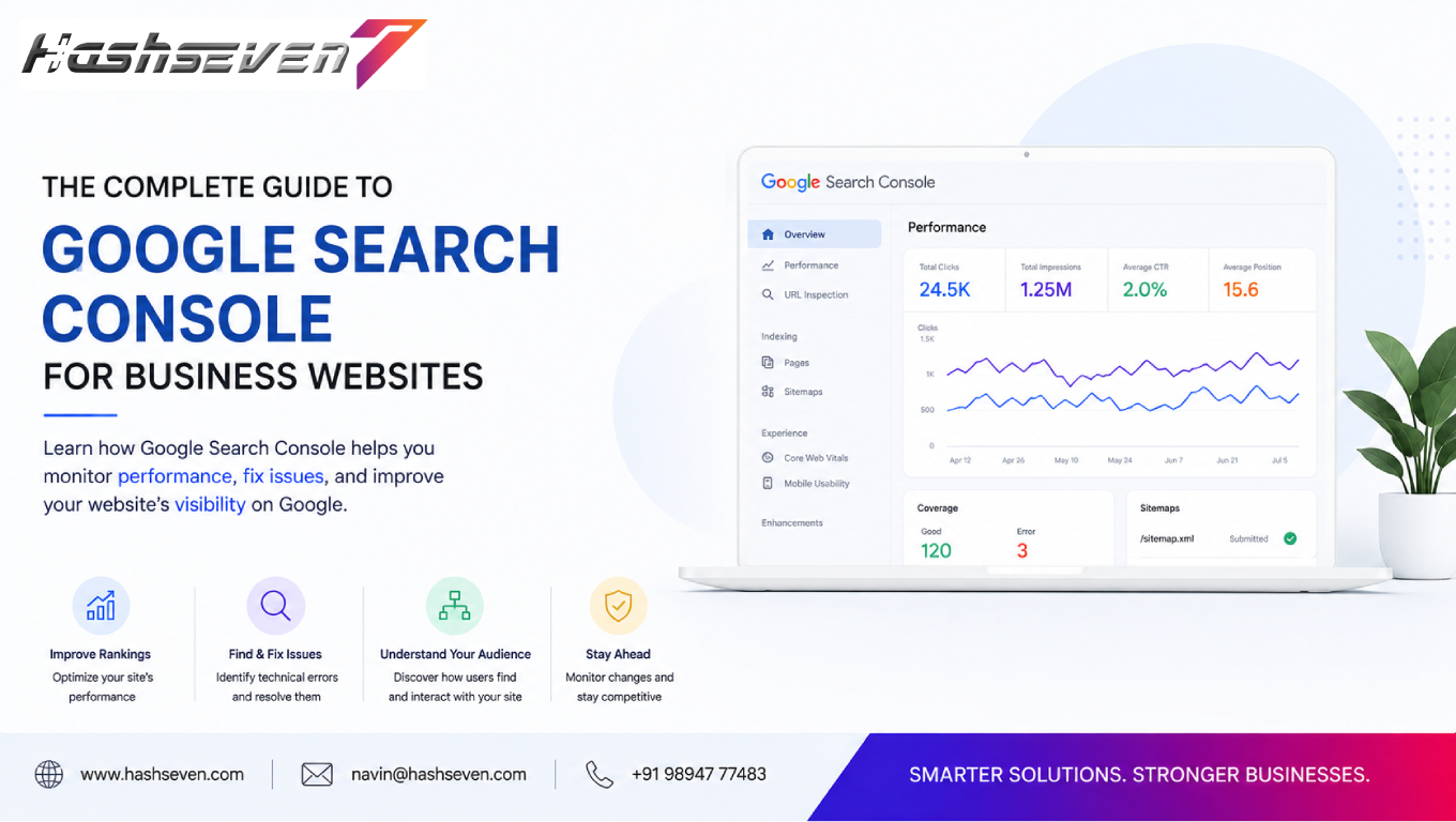 Google search console guide showing business website seo performance