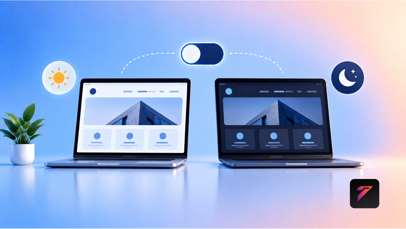 Why Dark Mode Matters in Modern Website Design dark mode website design interface on desktop and mobile devices