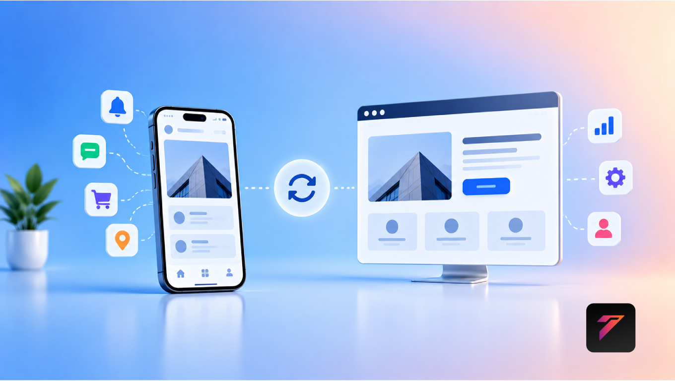 mobile app integration connecting a business website with mobile applications and digital systems